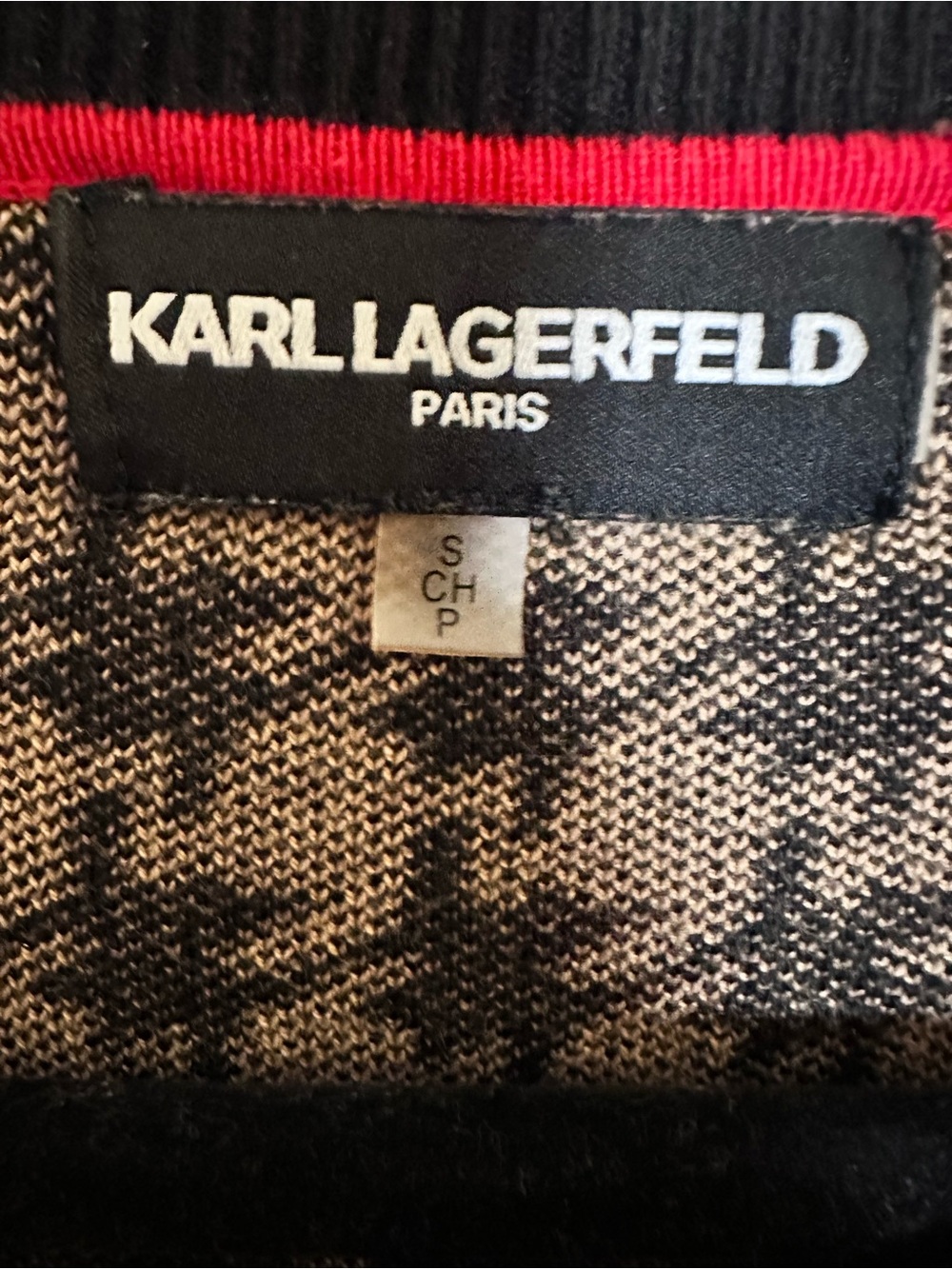 Karl Lagerfeld Black, Cream & Pink Houndstooth Cardigan - Picture 2 of 5